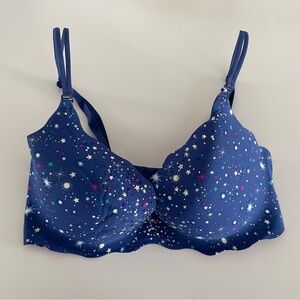Victorias Secret Secret Embrace Bra Strapless Blue Galaxy Star Size 34DD
